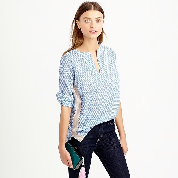 J. Crew Tops - J. Crew Floral Block Print Gold Tape Tunic Top